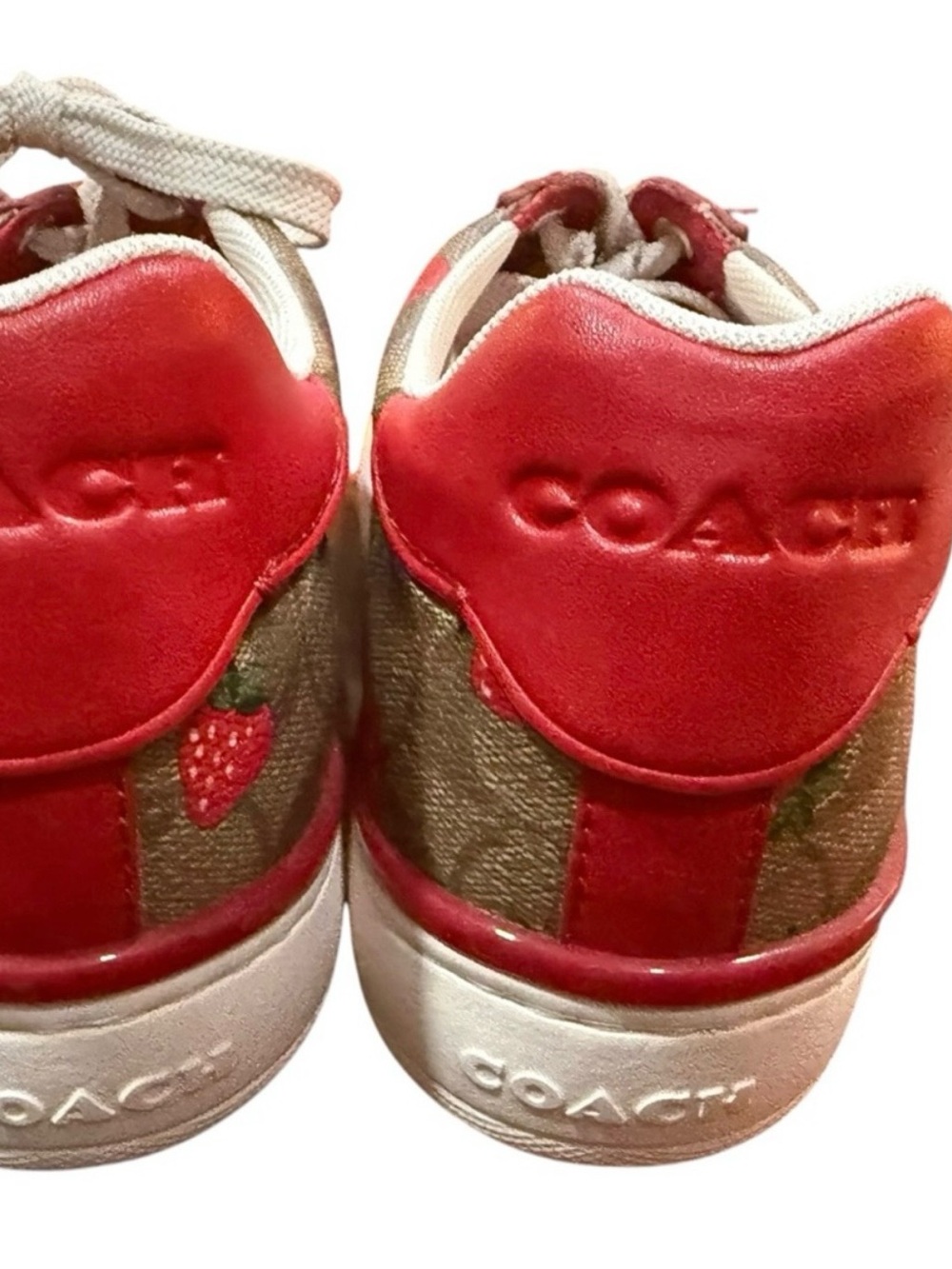 Coach Low Top Sneaker Signature Canvas Wild Strawberry Size 10B - Picture 5 of 6